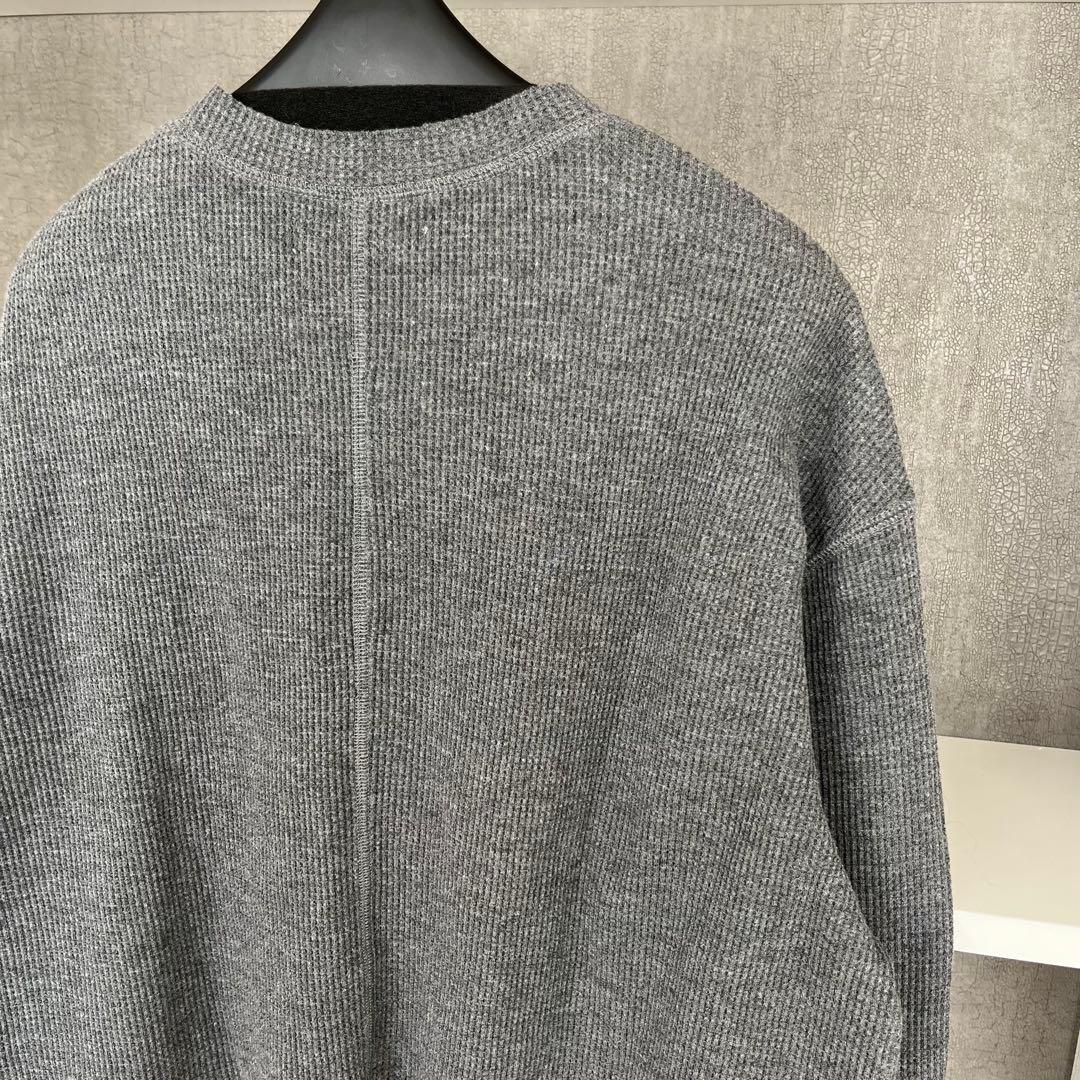 美品★anuke ワッフルヘンリートップス　グレー　長袖　カットソー　ショート丈