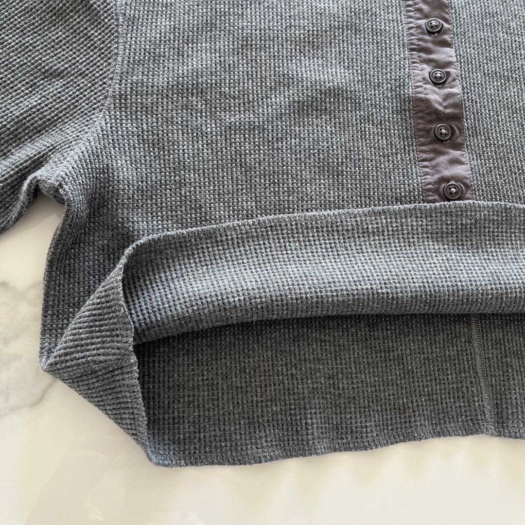 美品★anuke ワッフルヘンリートップス　グレー　長袖　カットソー　ショート丈