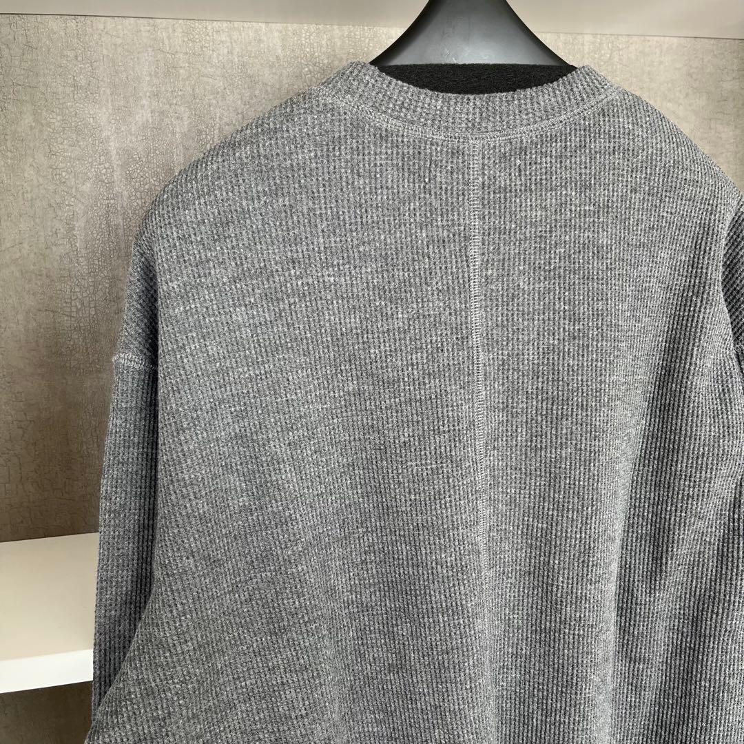 美品★anuke ワッフルヘンリートップス　グレー　長袖　カットソー　ショート丈