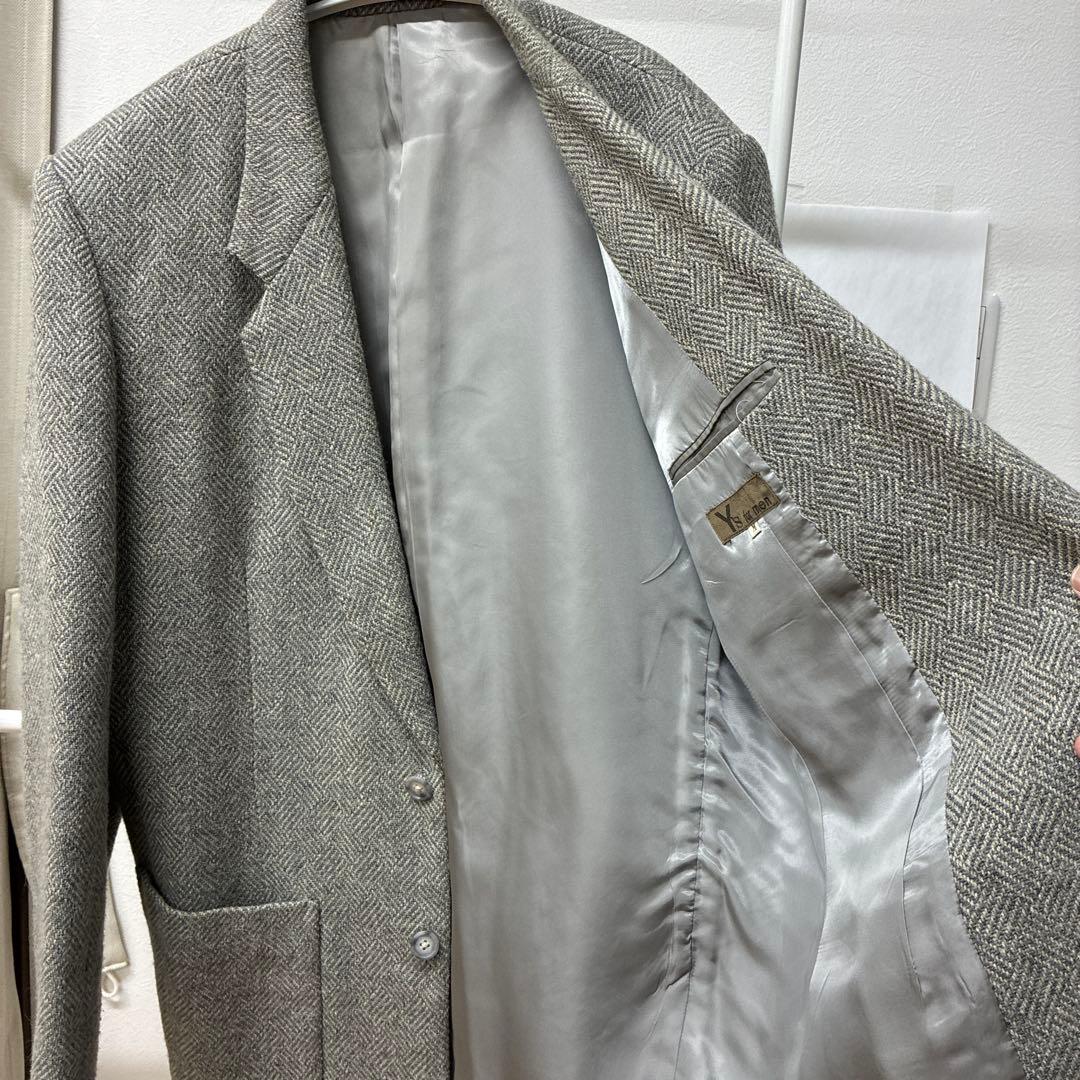 Y's for men グレー ウール ヘリンボーン テーラードジャケット M