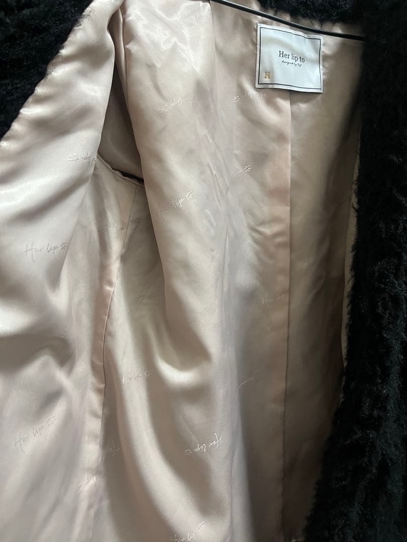 Herlipto  Faux Fur Coat Black Sサイズ