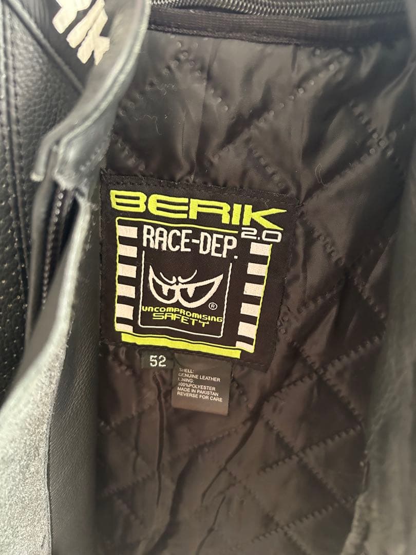 BERIK 2.0 バイク本革　レザージャケット サイズ52 黒/白