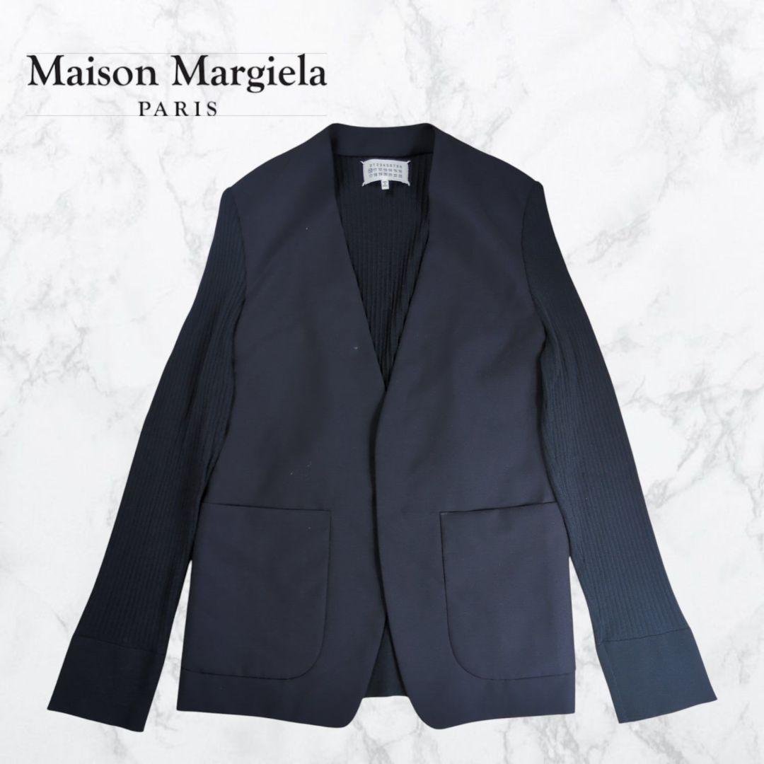 【希少】メゾン マルジェラ 四つタグ ウール切替 ノーカラージャケット