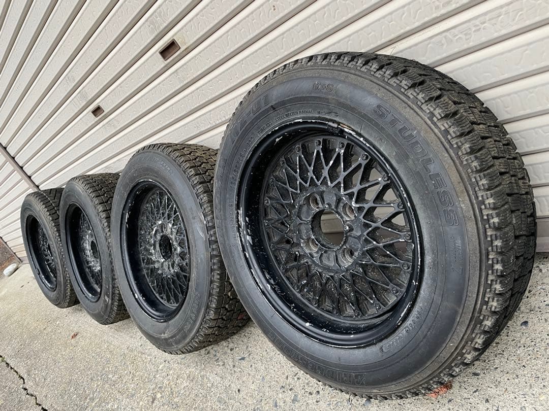 旧車WORKメッシュホイール当時物114.3おまけスタッドレス185/65R14
