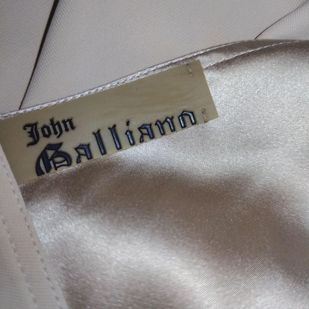 galliano ベージュ ドレープタイトドレス