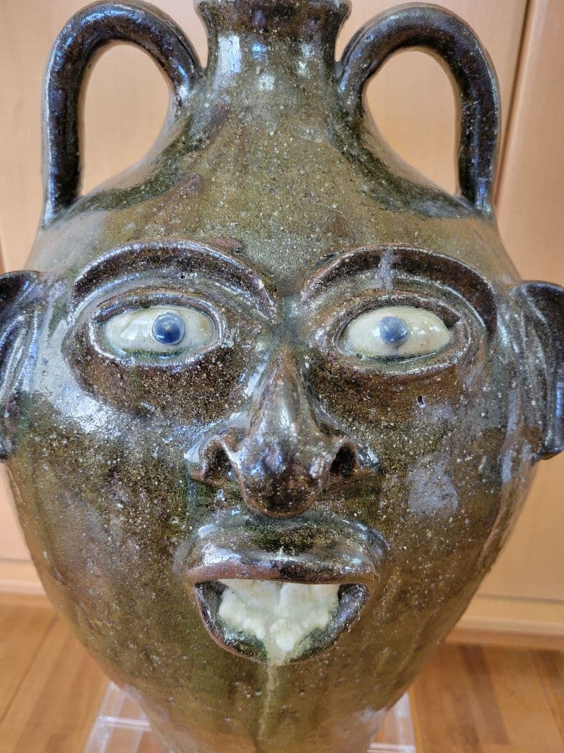 アメリカ南部のフォークアート（民芸） ガラス製の陶器壺 Pottery Jug