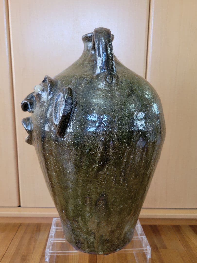 アメリカ南部のフォークアート（民芸） ガラス製の陶器壺 Pottery Jug