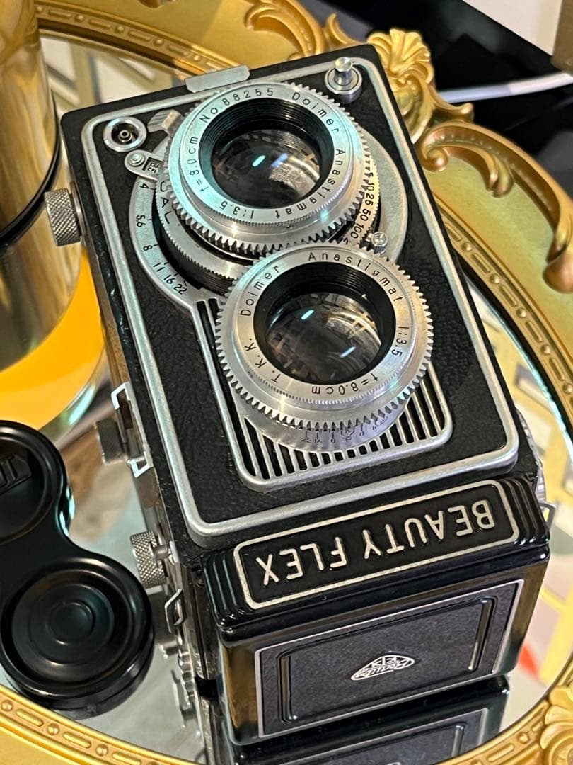 美品☆BEAUTYFLEX 二眼レフ★革ケース外箱付 レトロ装飾美