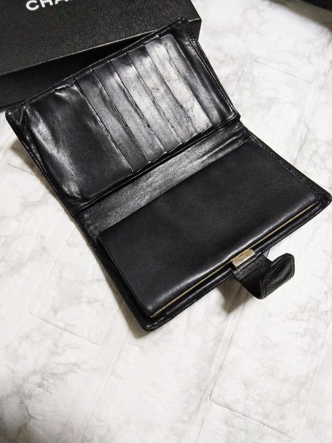 【綺麗】シャネル キャビア ココマークガマ口 長財布