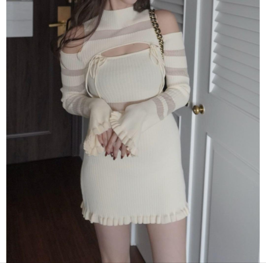 ワンピース amerge. sheer ribbon feminine onepiece