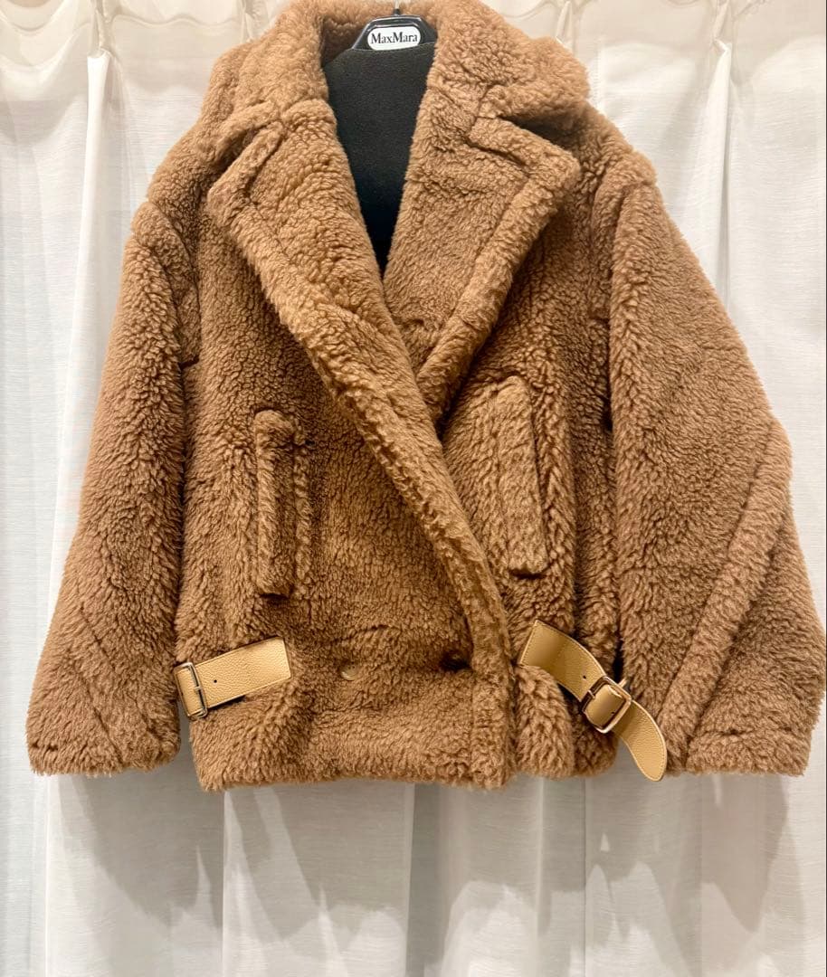 間も無く終了‼️MaxMara テディベアバイカージャケット　キャメル
