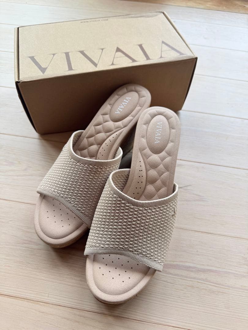 VIVAIA ラウンドトゥ ウェッジ サンダル ミュール　ニット　37 23.5