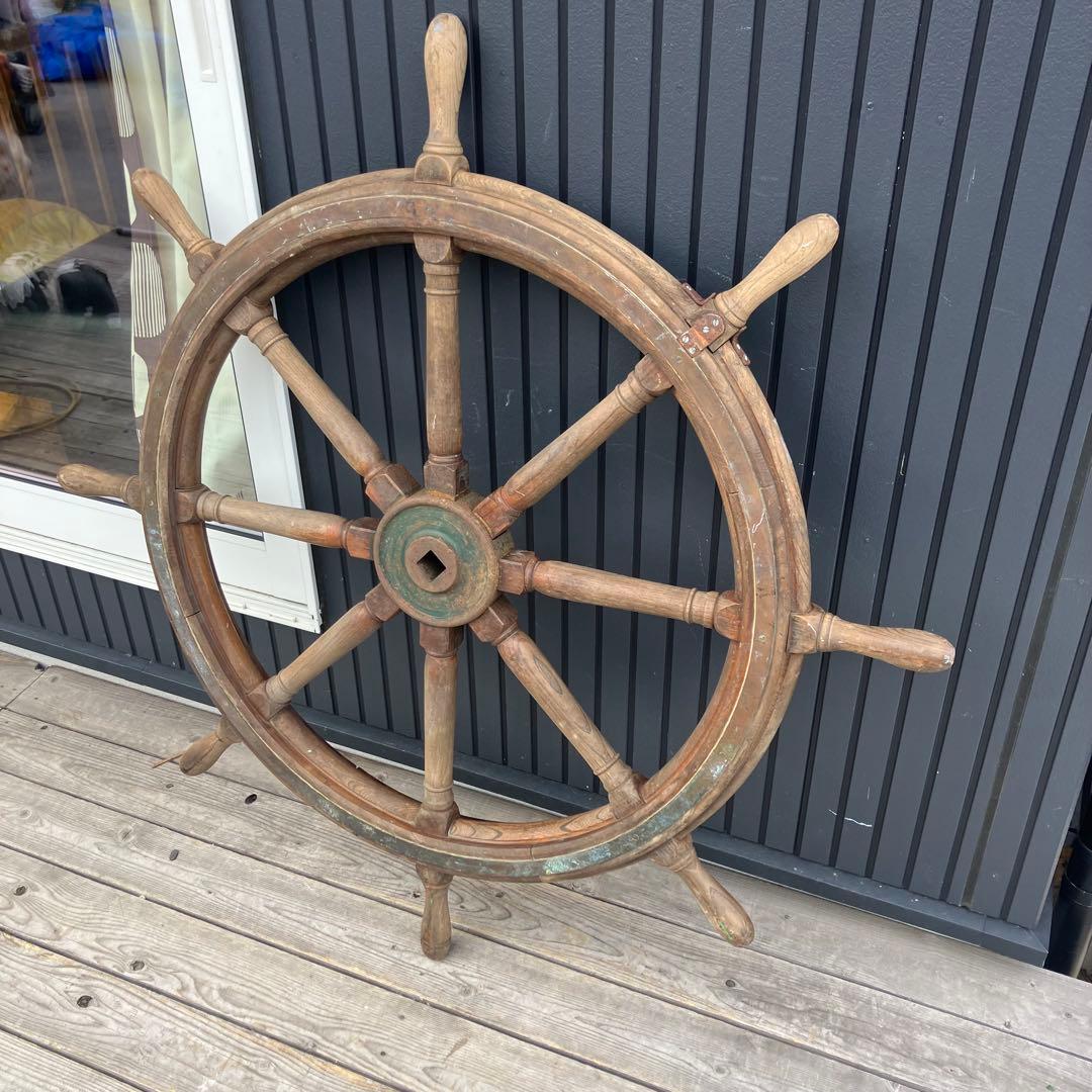 アンティーク 特大 木製舵輪 大型ラット 飾り ディスプレイ 古道具 ビンテージ