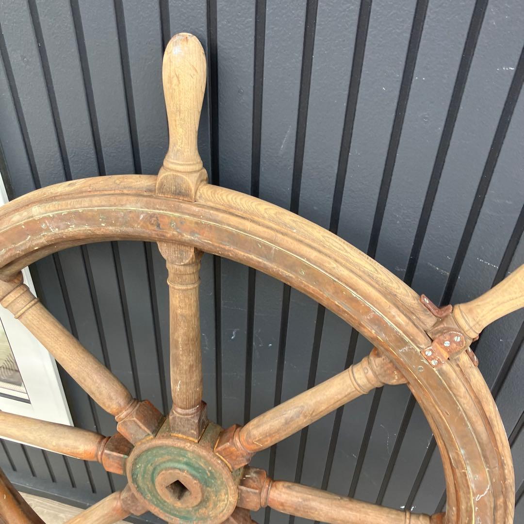 アンティーク 特大 木製舵輪 大型ラット 飾り ディスプレイ 古道具 ビンテージ