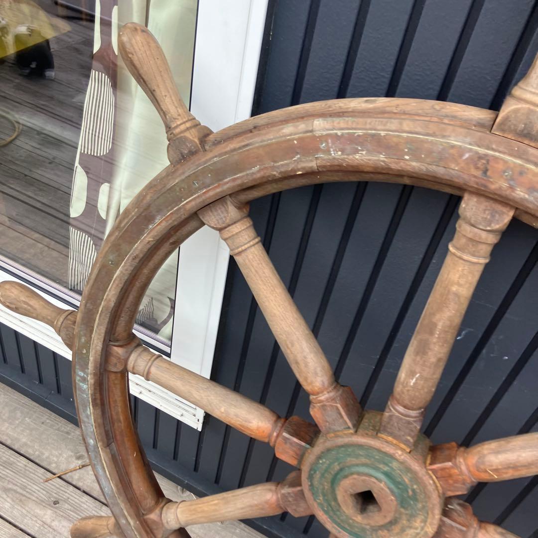 アンティーク 特大 木製舵輪 大型ラット 飾り ディスプレイ 古道具 ビンテージ
