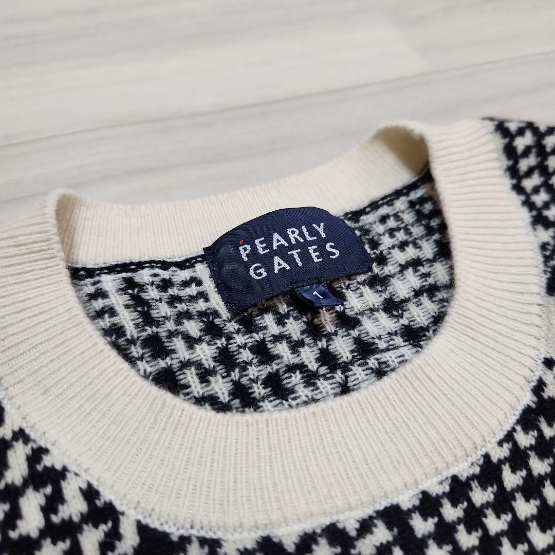 ☆PEARLY GATES☆ゴルフカシミヤ100％ニット 千鳥柄 1M 黒白黄