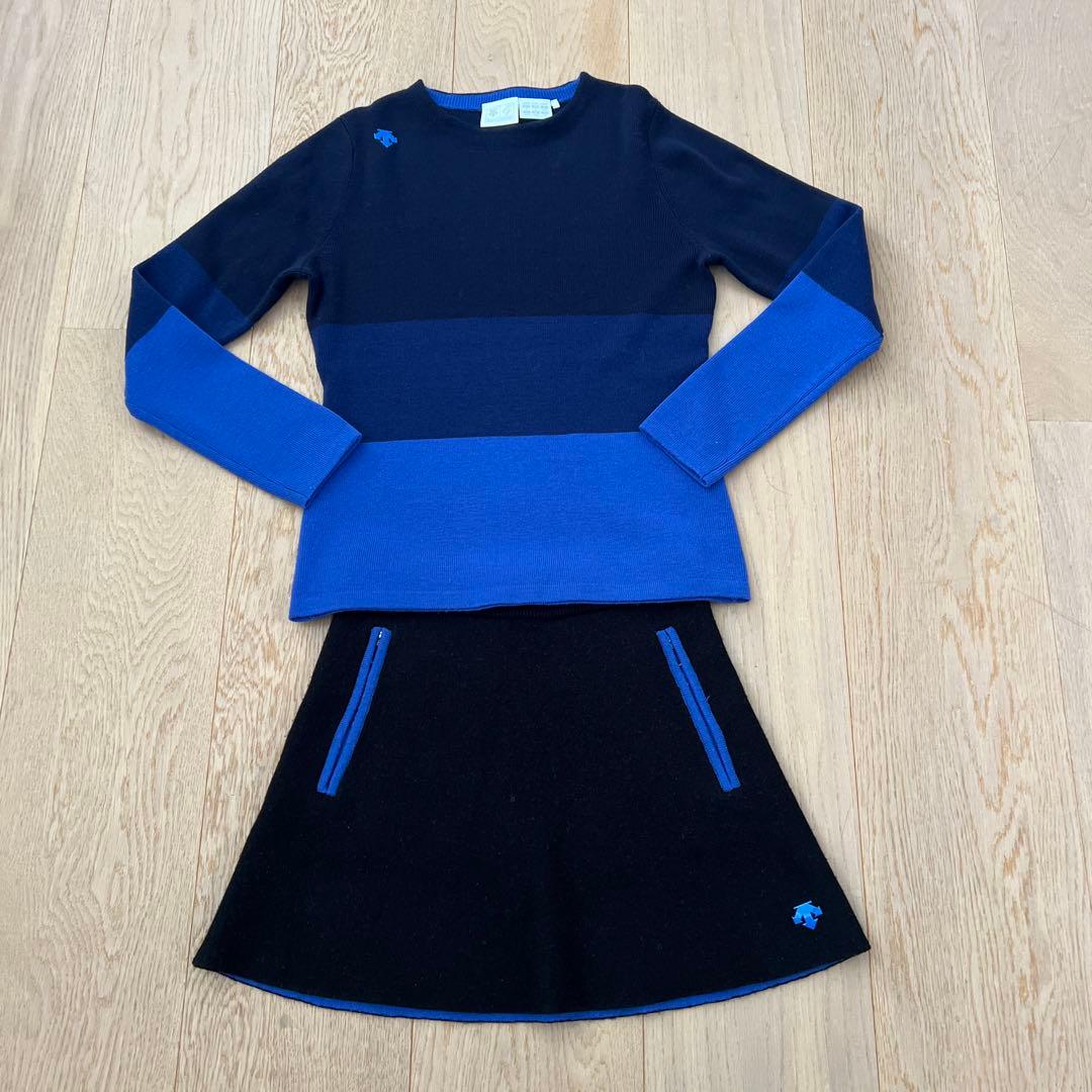 デサントゴルフ　ニットセーター＆スカート Sサイズ　黒☓紺