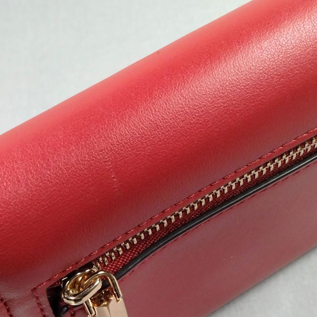 未使用ケイトスペード★ハートターンロックフラップウォレット カーフレザー本革 赤