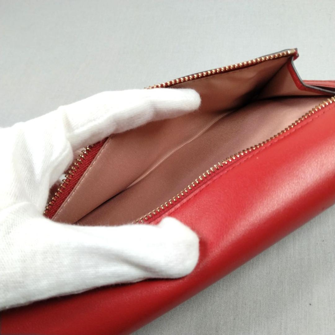 未使用ケイトスペード★ハートターンロックフラップウォレット カーフレザー本革 赤