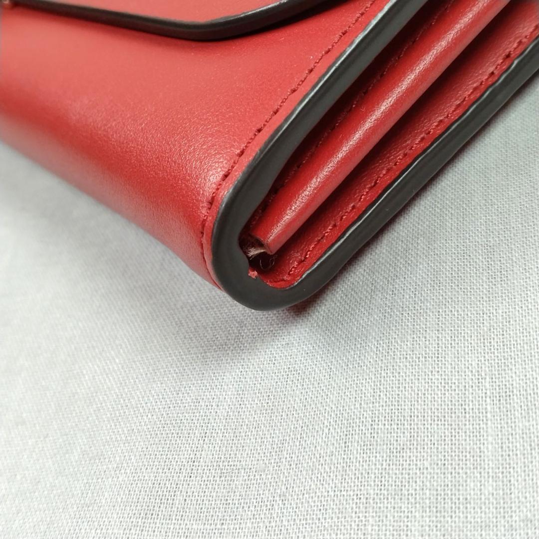 未使用ケイトスペード★ハートターンロックフラップウォレット カーフレザー本革 赤