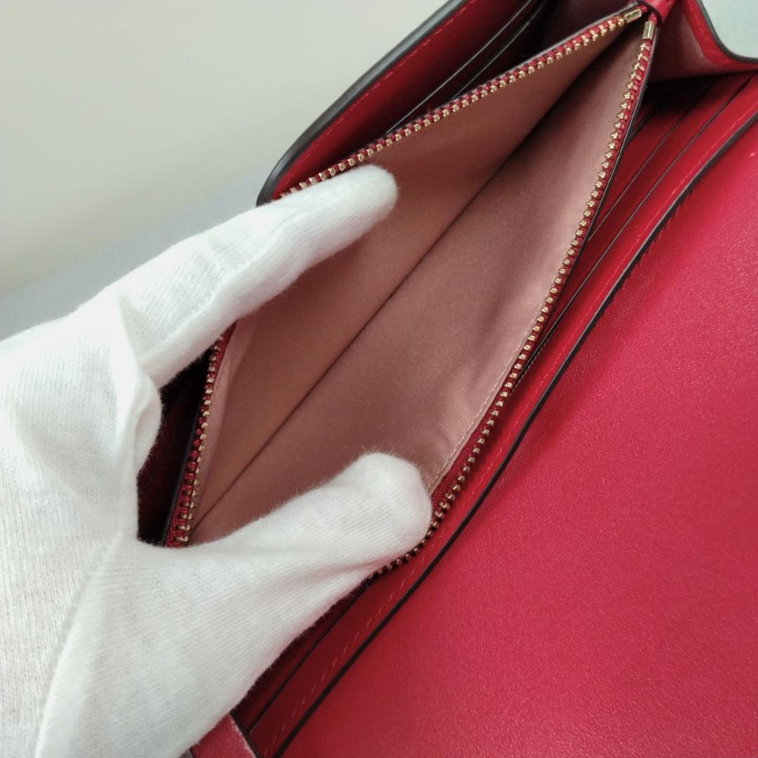 未使用ケイトスペード★ハートターンロックフラップウォレット カーフレザー本革 赤