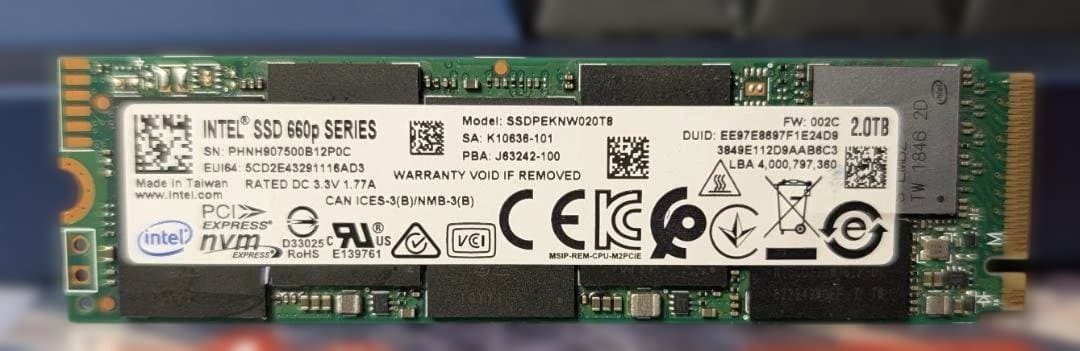 内蔵型SSD Intel SSD 660p 2TB M.2 NVMe