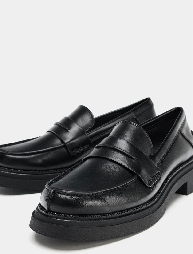 (a__y)ブラックレザー ローファー 厚底