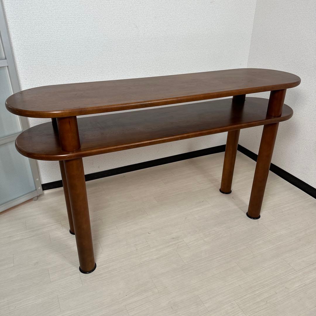 希少品 カリモク サイドテーブル カウンターテーブル 2段式 オーバル型 i1※