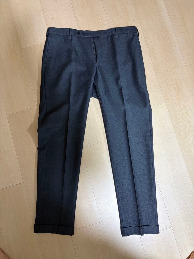 INCOTEXチャコールグレーフランネルスラックス50