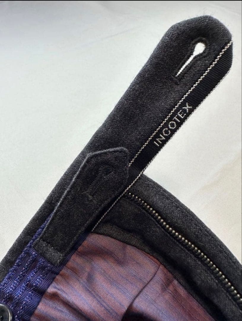 INCOTEXチャコールグレーフランネルスラックス50