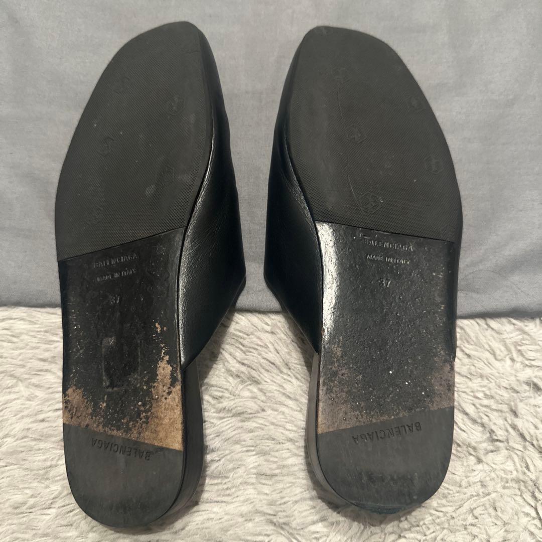BALENCIAGA BBロゴ レザー スリッパ サンダル37サイズ