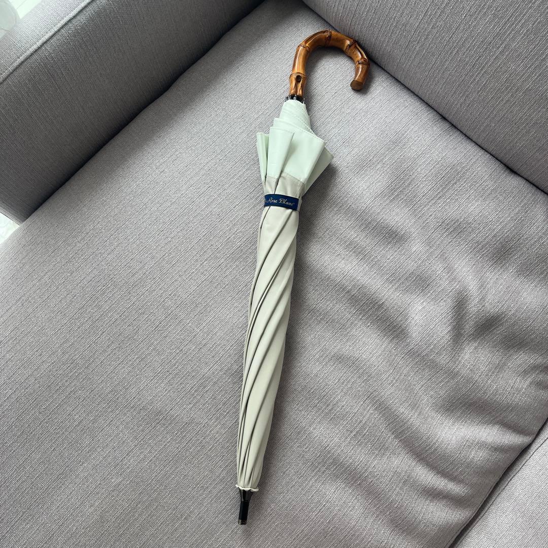 芦屋ロサブラン　日傘　長傘　ショート　 ライトグレージュ×アイボリー　曲がり手元