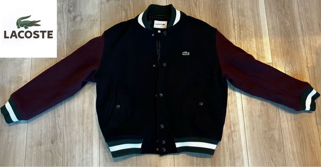LACOSTE スタジャン ウールブレンド ロゴ ワッペン Mサイズ