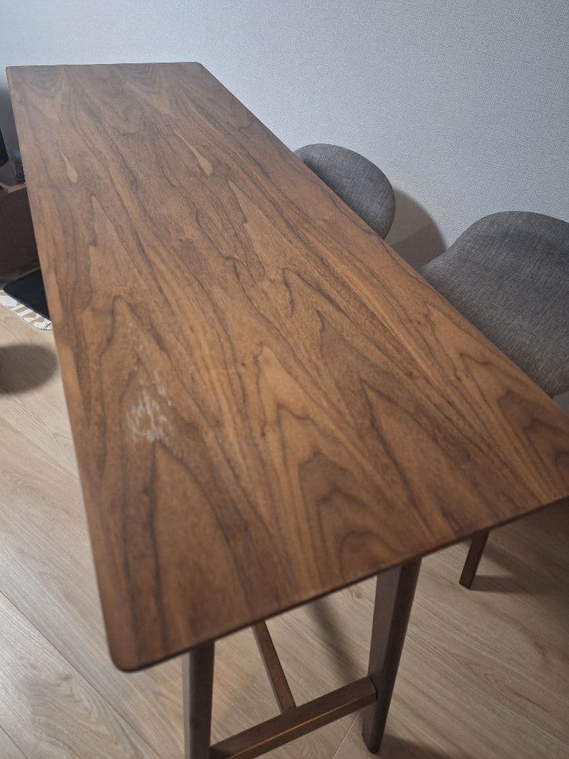 ニトリ天然木カウンターテーブル 120cm 椅子２脚セット