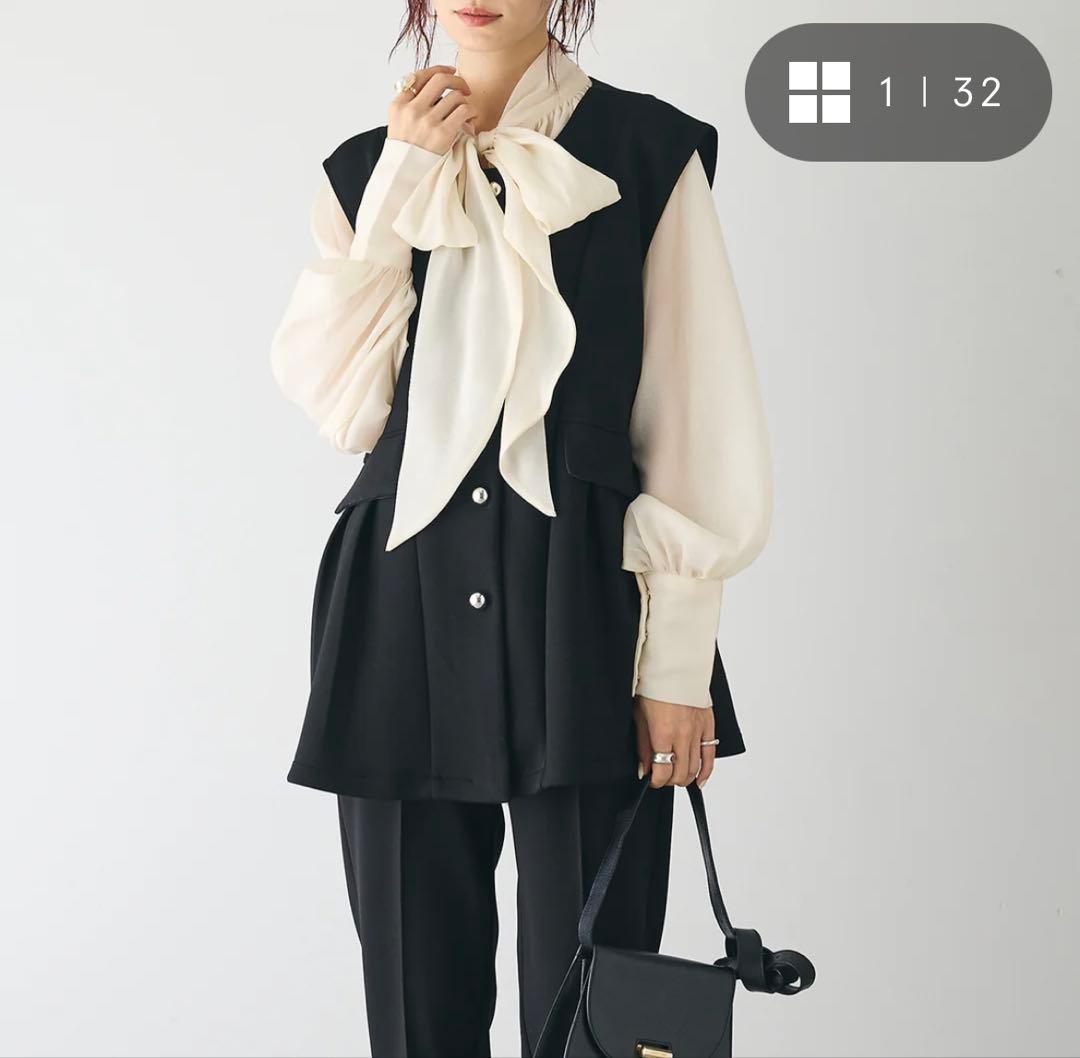 【新品未使用】フラネ☆レディースブラウス×ジレセット☆フリーサイズ