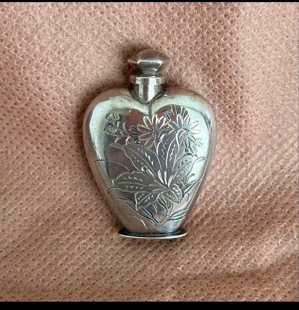 銀製 香水瓶 花の彫刻 SILVER 950