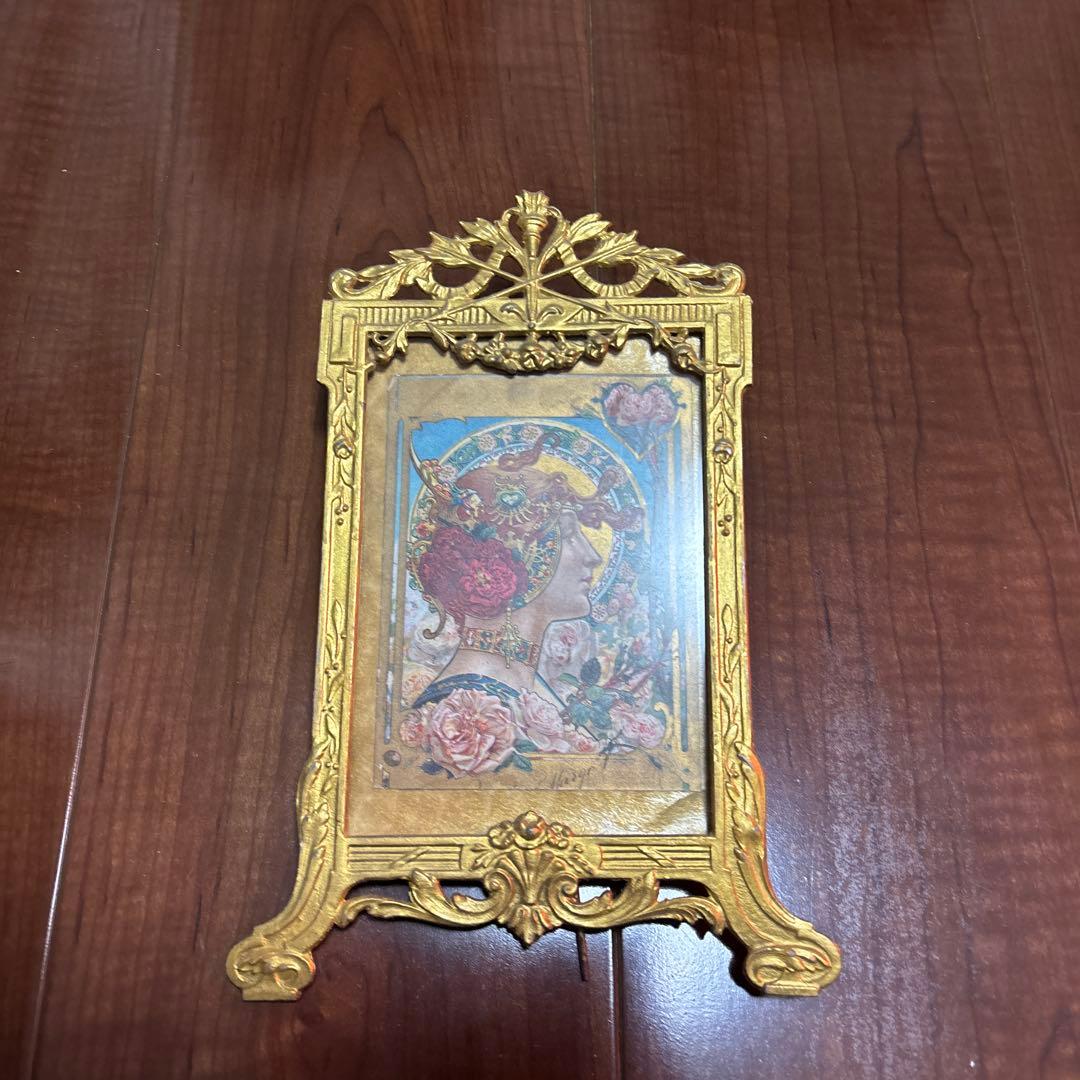 Xmasセールアンティークフォトフレームゴールドヴィンテージ