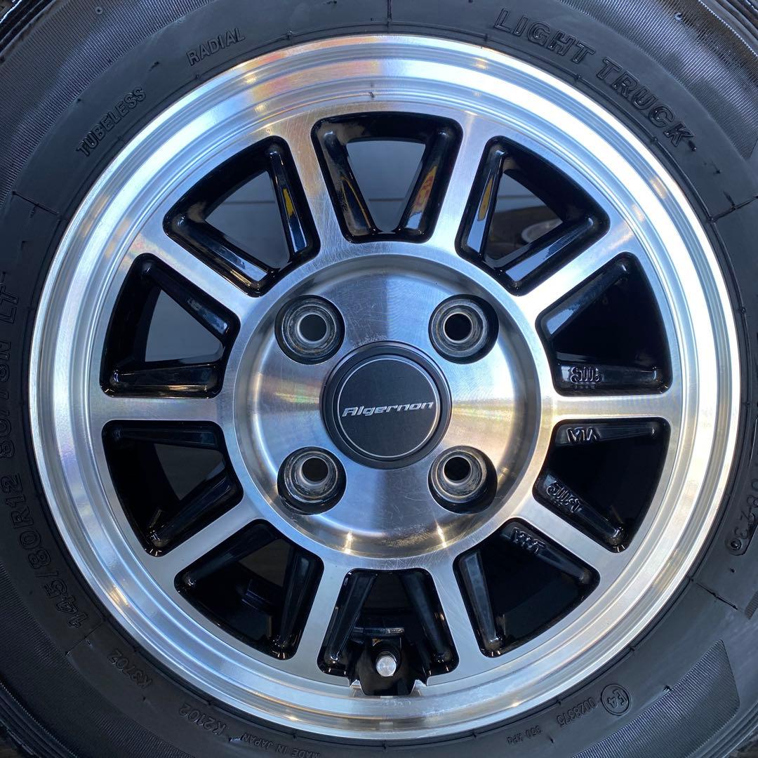 中古バリ溝ブリヂストンタイヤホイールセット145/80R12LT 軽トラ、軽バン