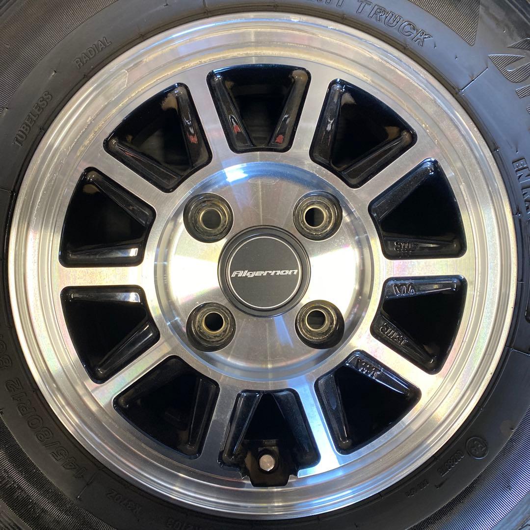 中古バリ溝ブリヂストンタイヤホイールセット145/80R12LT 軽トラ、軽バン