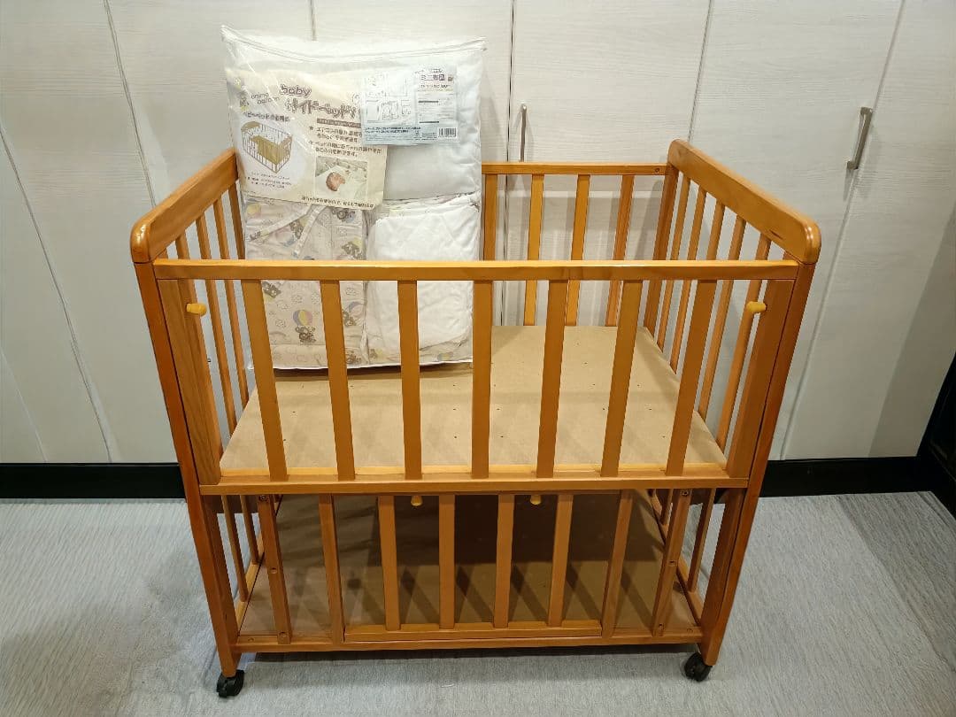 [値下げ]木製ミニベビーベッド★ベビー布団セット