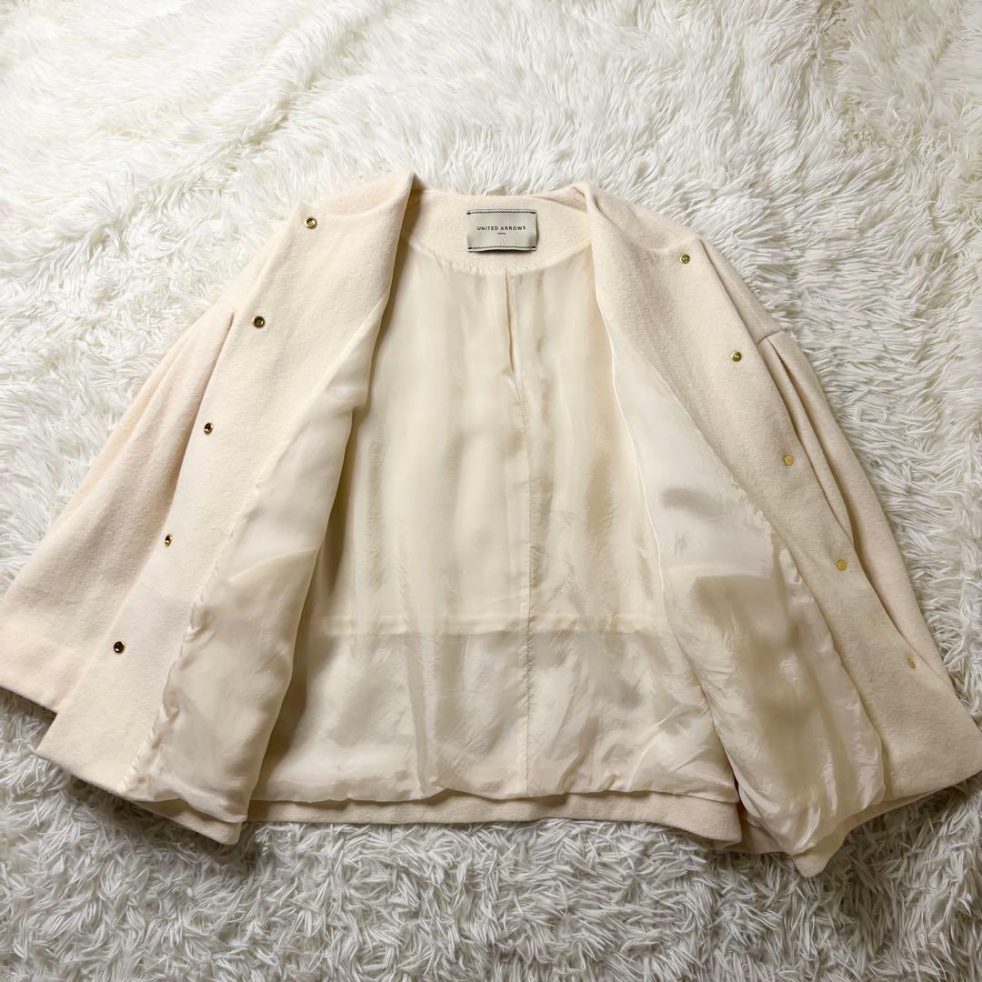 美品✨ ユナイテッドアローズ W ノーカラー メタルボタン ショートコート
