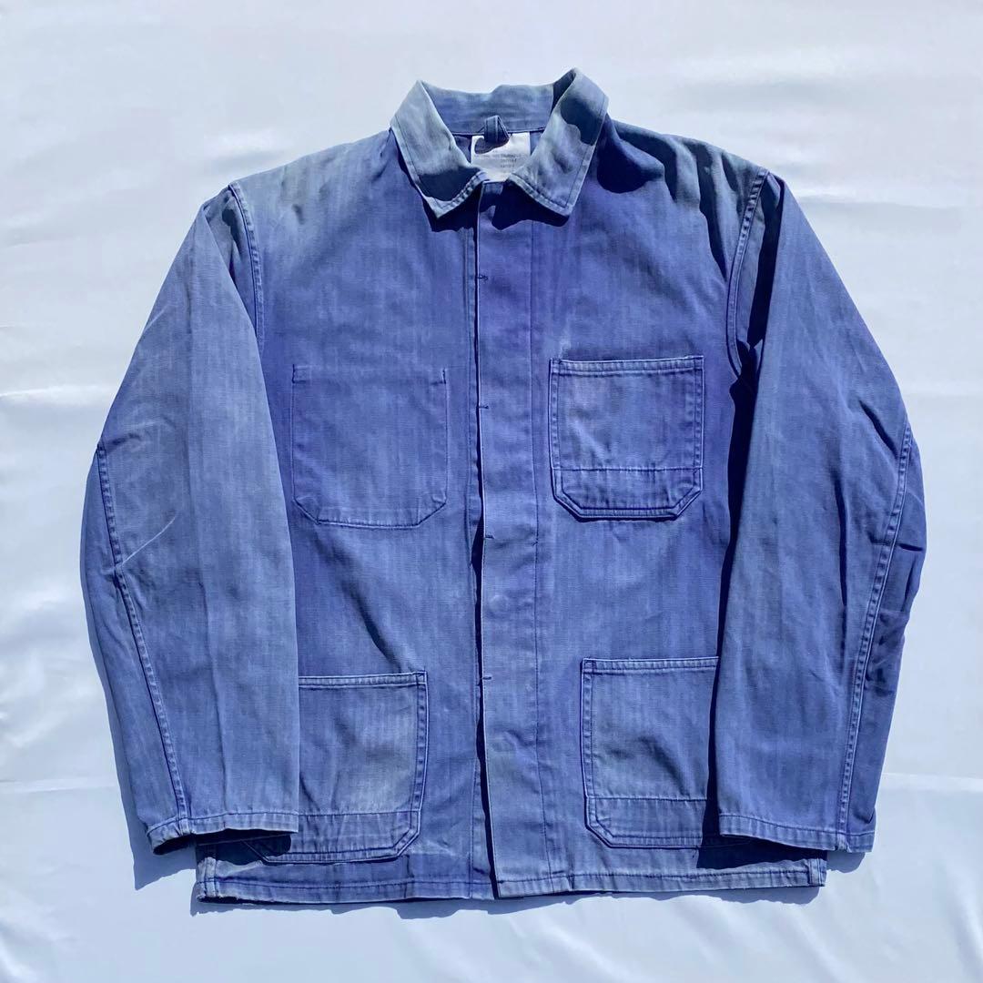 80's ユーロワークジャケット　hbt コットンカバーオール サンフェード