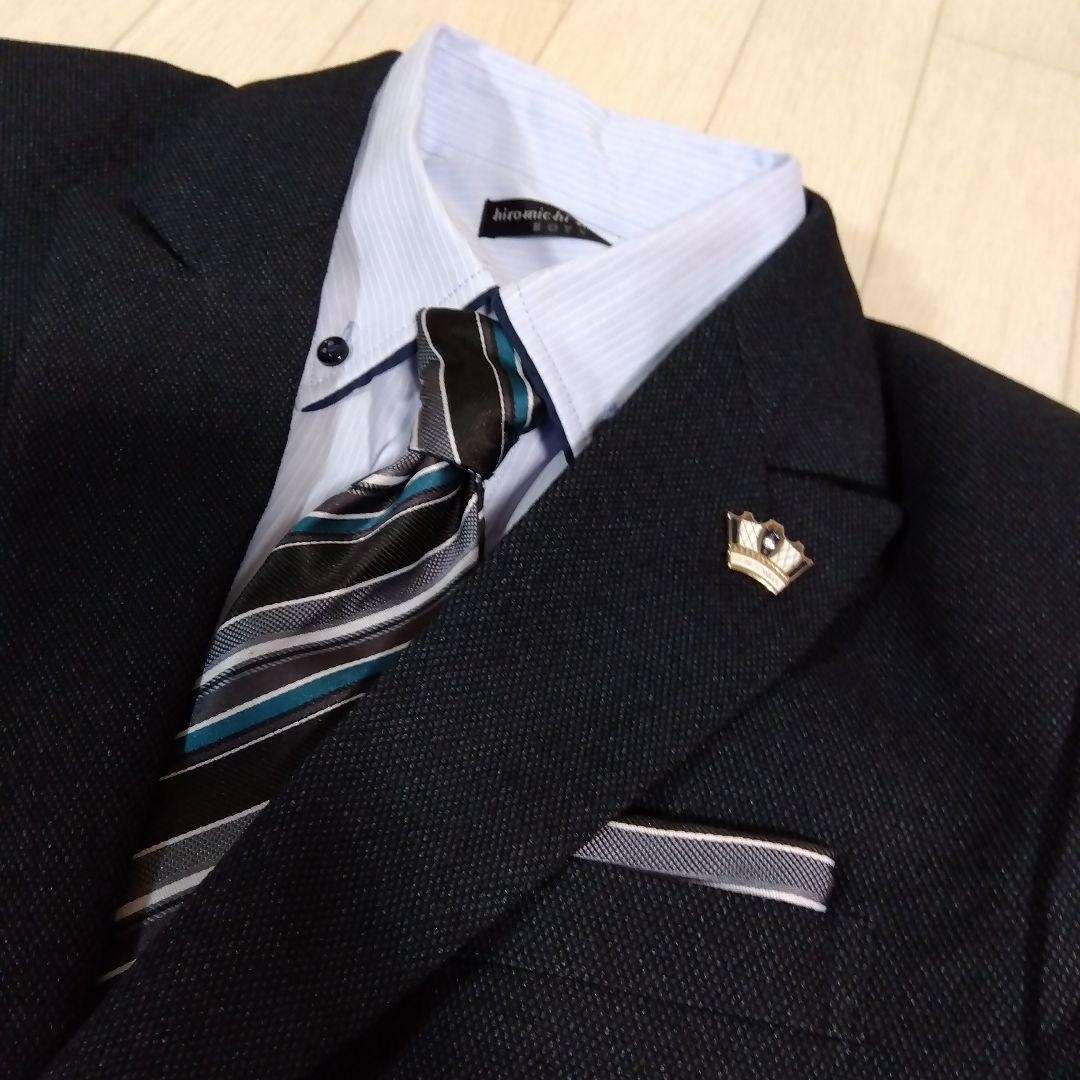 ナカノヒロミチ150　フォーマルセット　濃ネイビー✕青ストライプ　スーツ　男の子