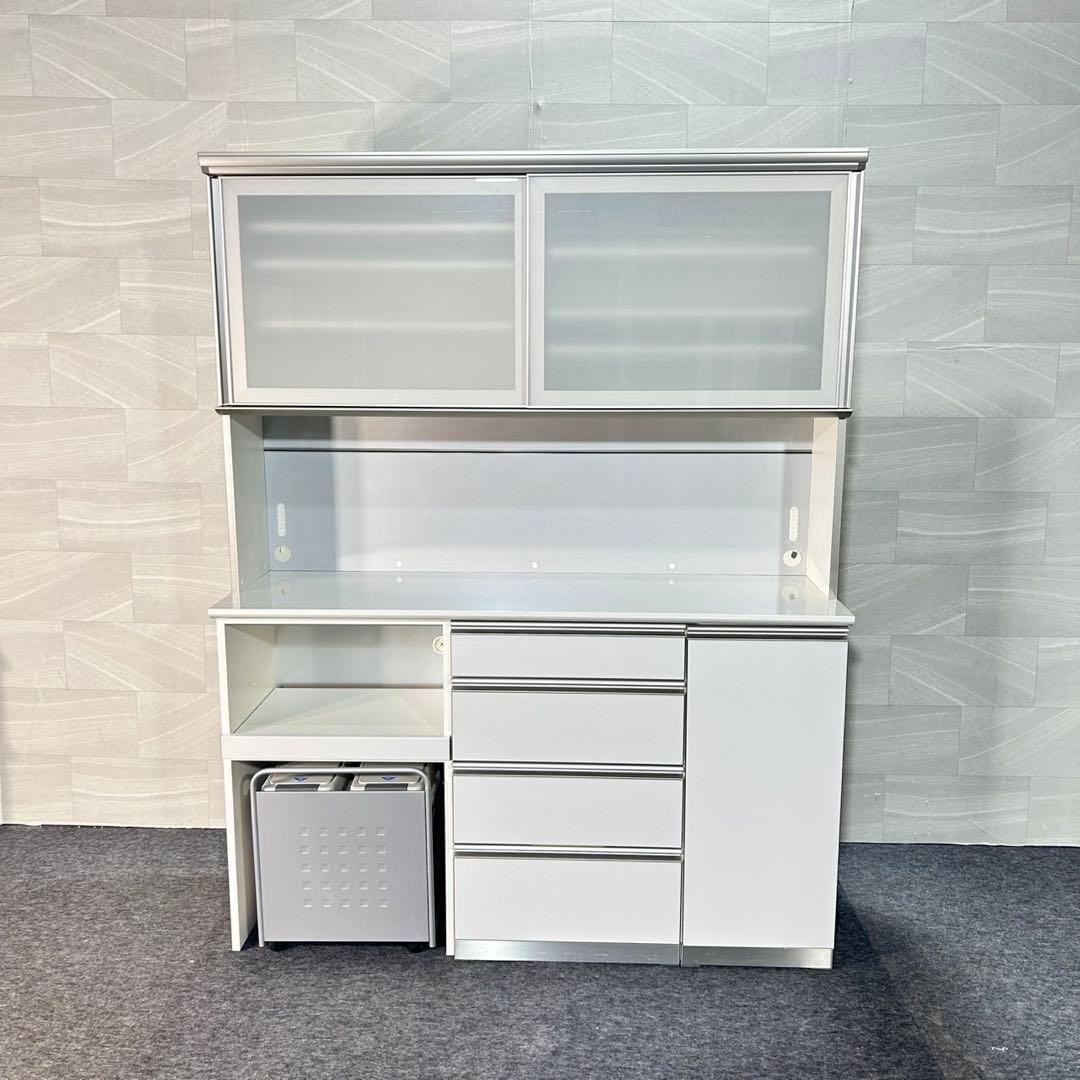 綾野製作所 キッチンボード AXシリーズ 幅160cm 白 食器棚 d5269