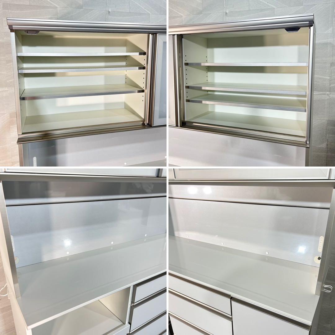 綾野製作所 キッチンボード AXシリーズ 幅160cm 白 食器棚 d5269