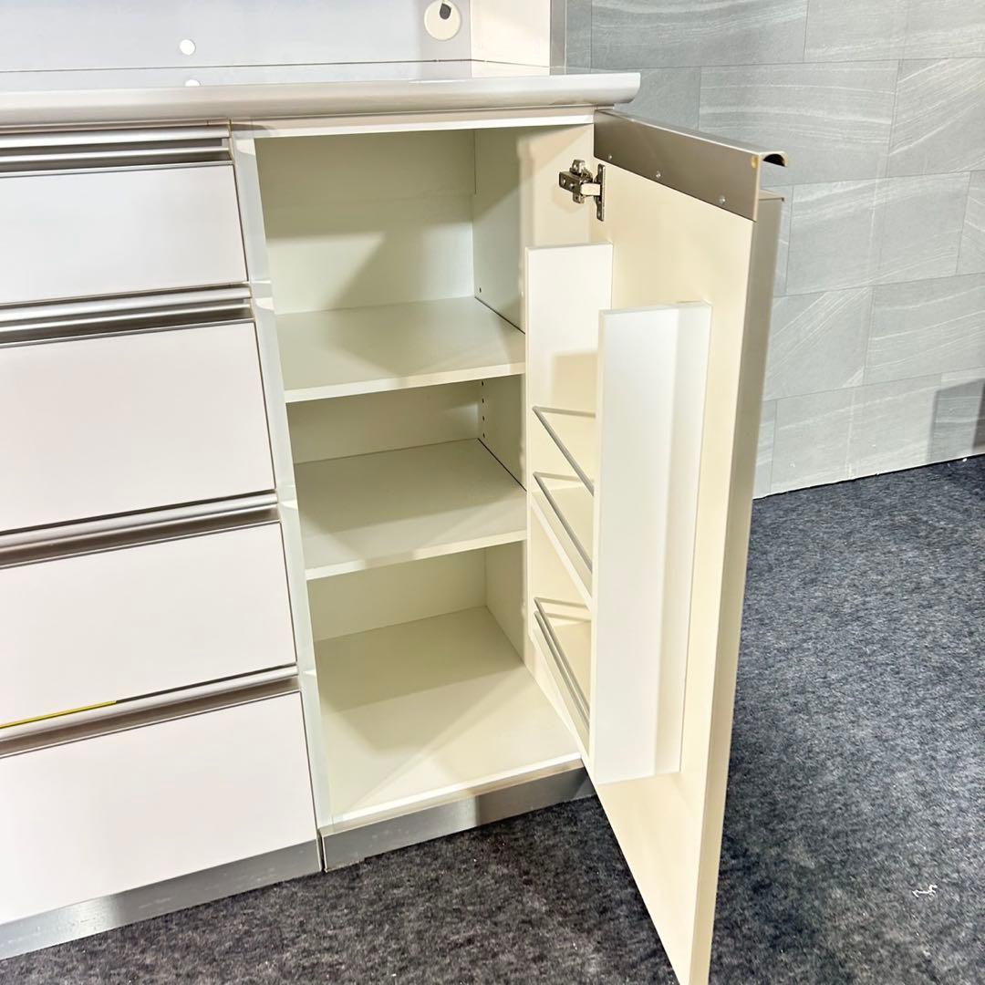 綾野製作所 キッチンボード AXシリーズ 幅160cm 白 食器棚 d5269