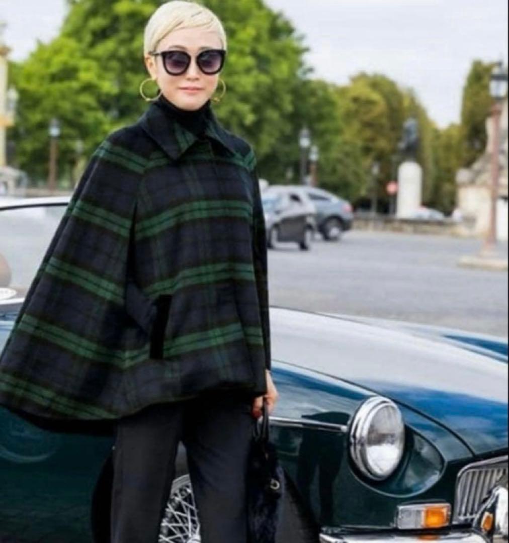 美品　JENNE ブリジット・バルドーコラボ タータン チェック ケープコート