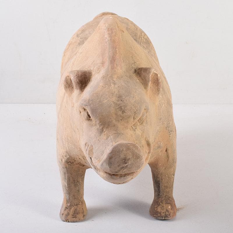 cafe-abakan　中国　加彩　豚俑　陶俑　置物　N　8950AE