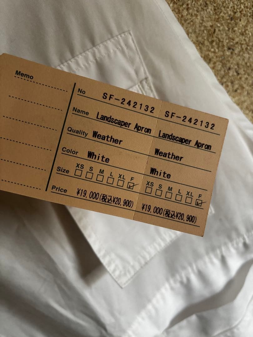 ササフラス　Landscaper Apron ホワイト　エプロン　セールsale