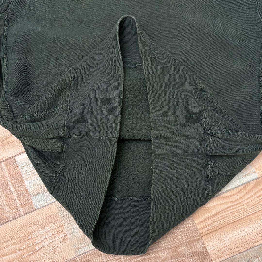 USA製 90s チャンピオン リバースウィーブ 無地 目あり 刺繍タグ モス